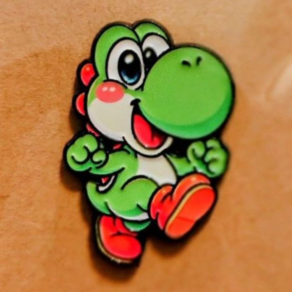Yoshi Cute Dinosaur Running Enamel Pin - Green Classic Video Game Collectible